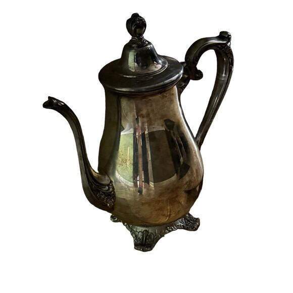 Victorian Rose Wm Rogers & Son Silverplate Tea Pot/Coffee 1901 Pitcher VTG - Picture 2 of 6